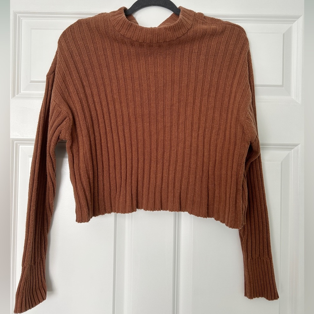 American Eagle Cropped Mock Neck Sweater